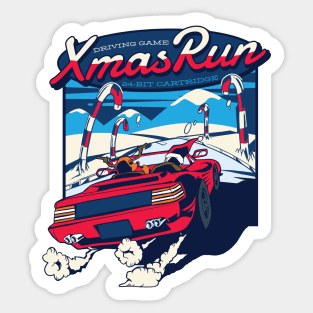 Christmas Run Funny Santa And Reindeer Video Game Design Sticker